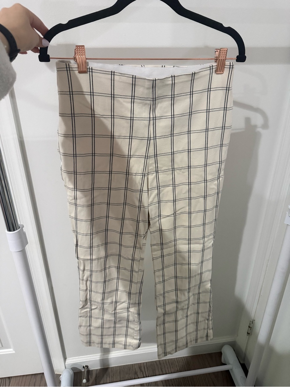 a new day Cream Plaid Straight-Leg Trousers